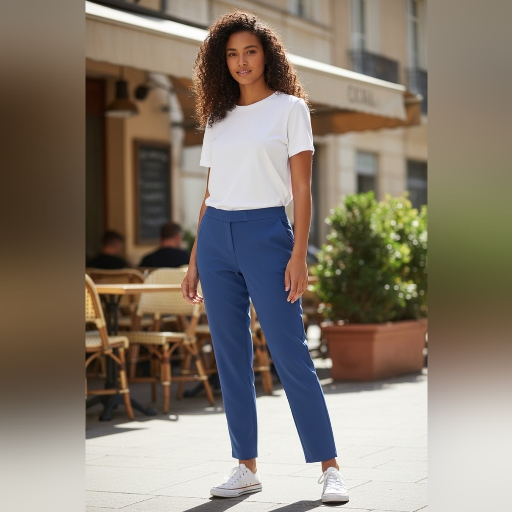 Elegant Royal Blue Women's Cropped Pants